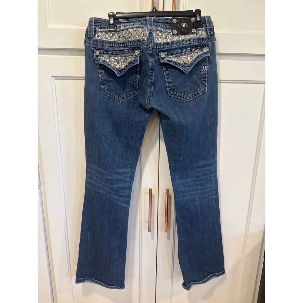 Miss Me Signature Rise Bootcut Jeans western Rhinestones Size 30x32 bling Cowboy